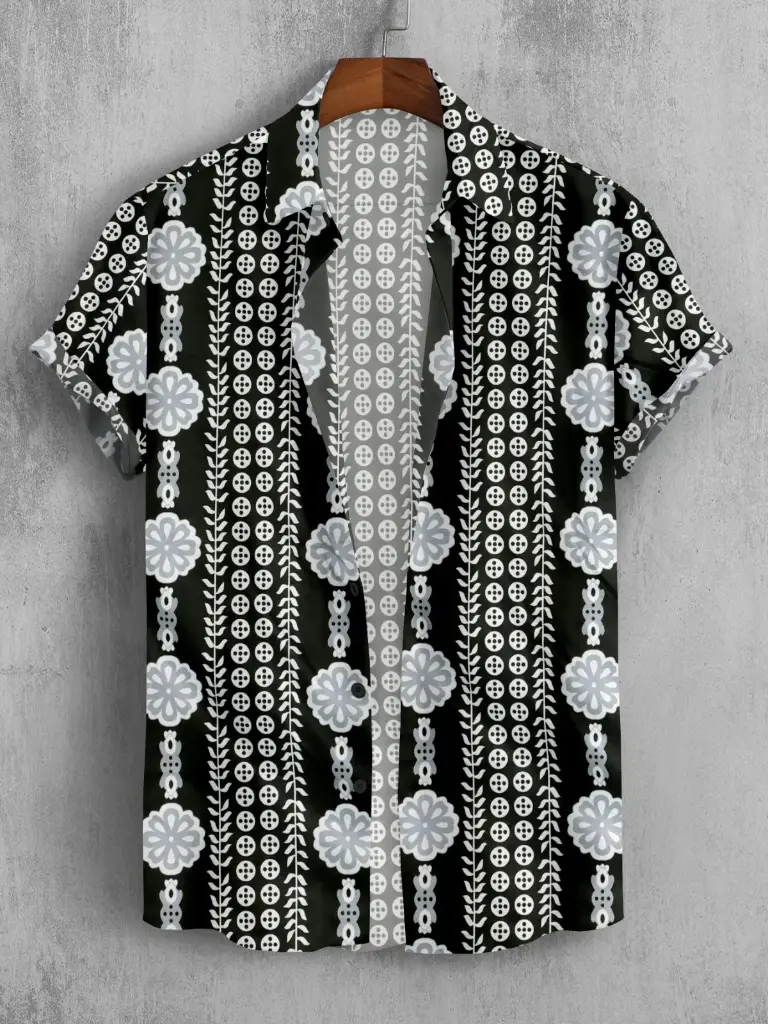 Japanese town Print Shirt for Men's black[S.M.L.XL]