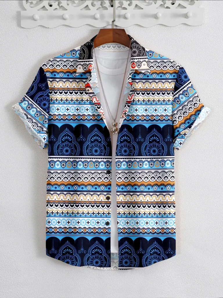 DESI CULTURE Shirt for Men's Blue[S,M,L,XL]