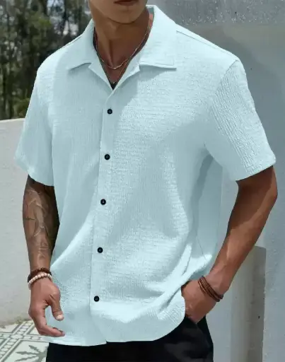 COMBRAIDED Men's Slim Fit Solid Casual Shirt with Slim Collar