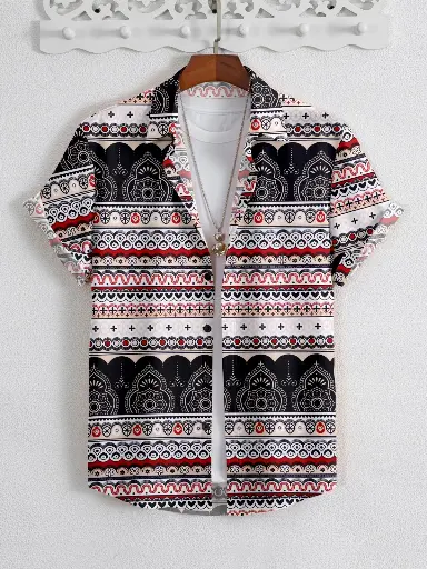 DESI CULTURE Shirt for Men's( RED WHITE BLACK)[S,M,L,XL]