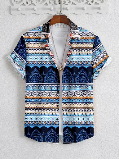 DESI CULTURE Shirt for Men's Blue[S,M,L,XL]